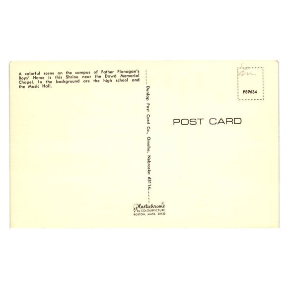 Boys Town Omaha Nebraska Historic Postcard Dowd Memorial Chapel Photo School - Picture 2 of 2